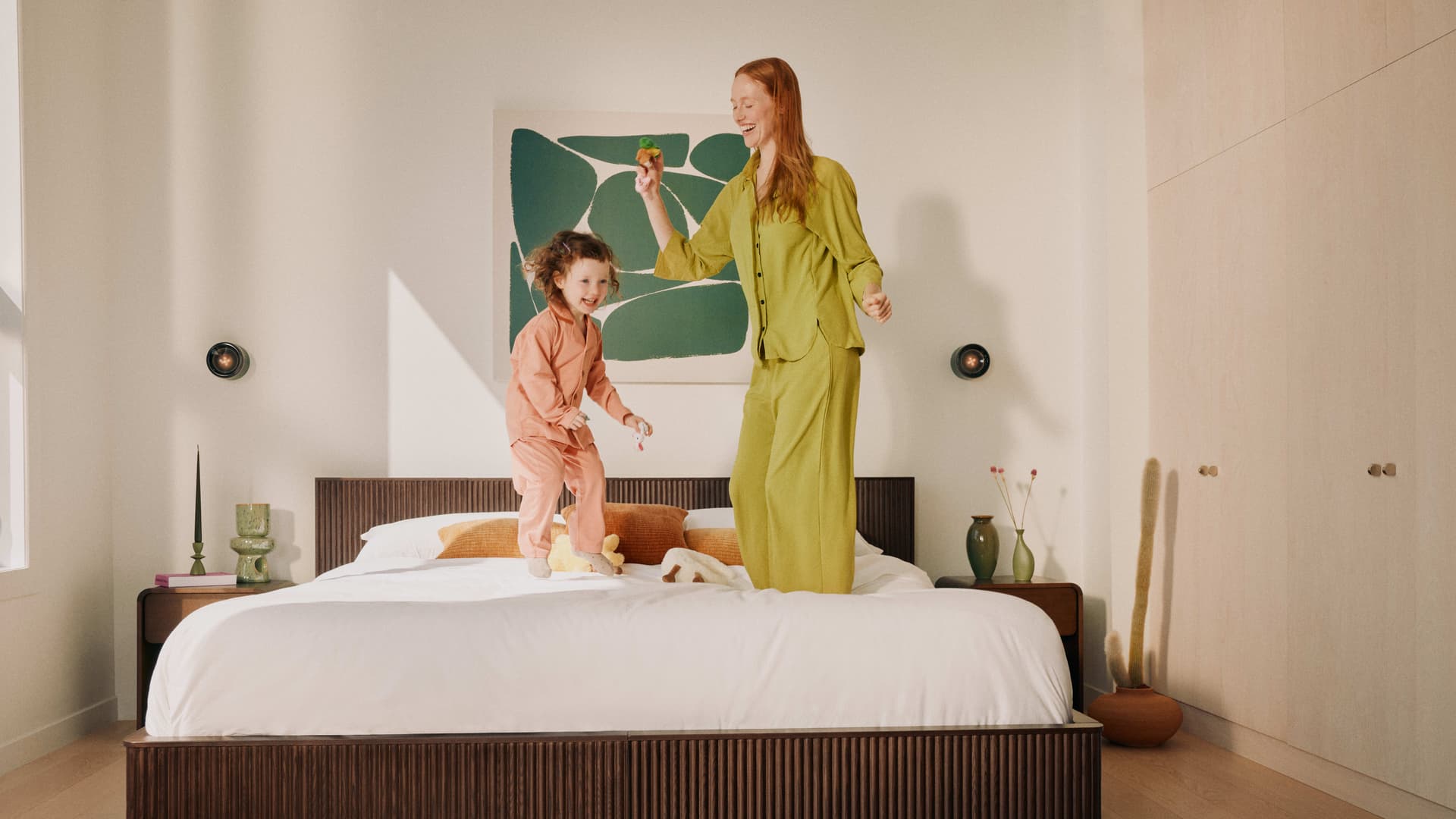 A Family on a Cozey Bed